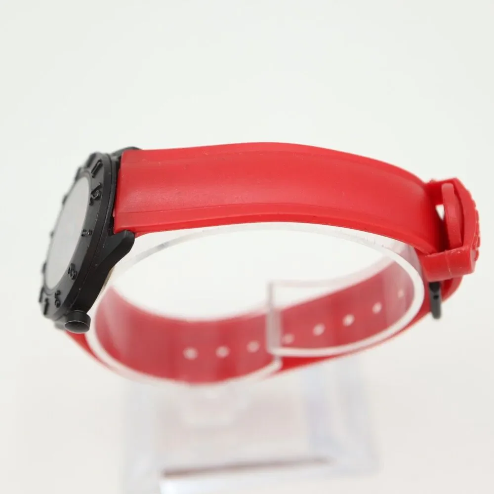Vintage Guess Watch 30mm Women Retro Art Word Dial 1989 Red Strap w New Battery